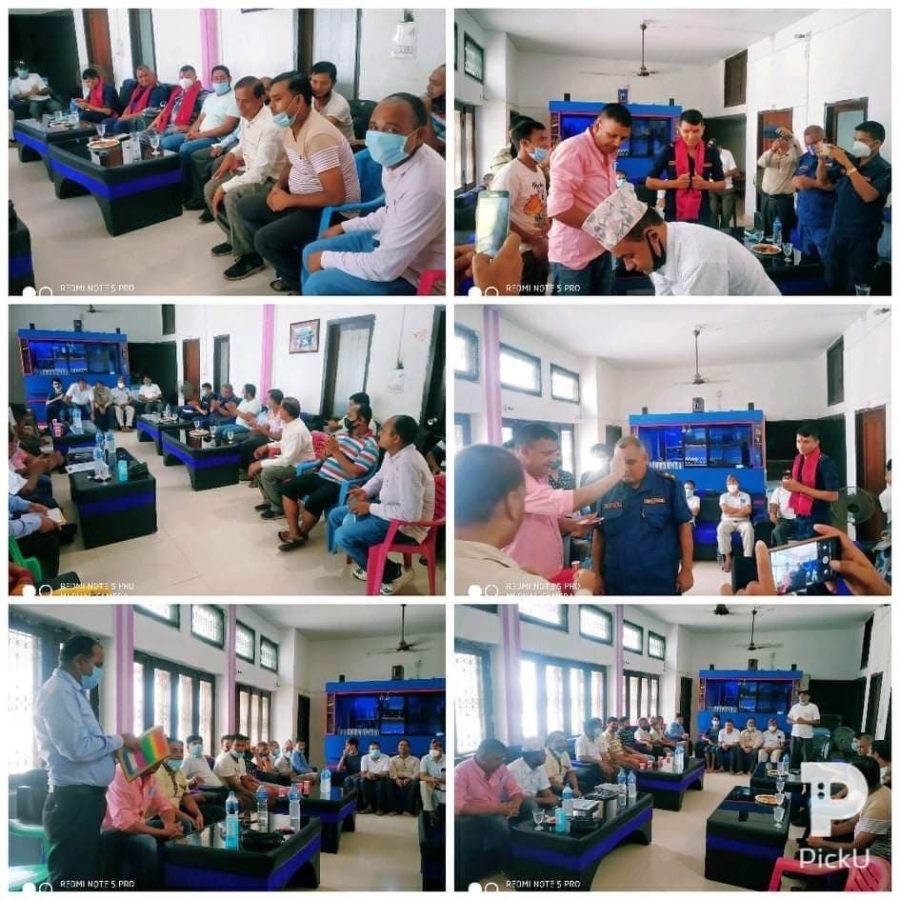 होटल तथा रेष्टुरेण्ट व्यवसायी संघ कपिलवस्तु कृष्णनगर द्वारा प्रहरी निरीक्षक पौडेल लाई स्वागत
